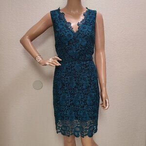 NEW NWOT! AIDAN MATTOX JADE GREEN LACE FITTED MINI DRESS KEYHOLE BACK sz 10